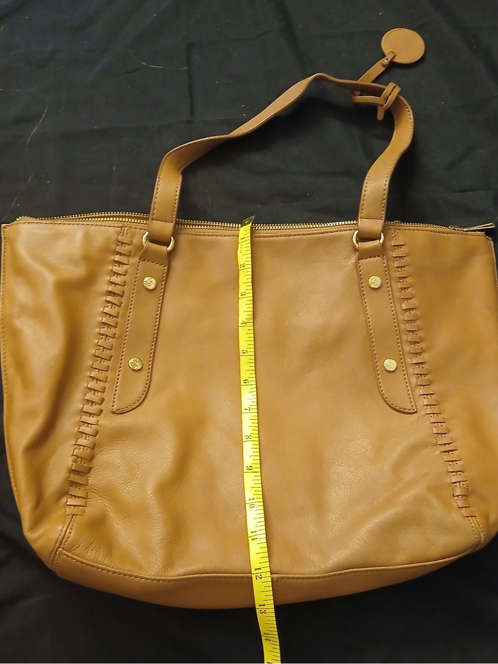 Tommy Bahama Caramel Leather Tote with Gold Accents - Picture 4 of 11